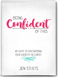What if confidence really has nothing to do with self? Find out where real confidence comes from in Being Confident of This, a new devotional for Christian women by author Jen Stults. #BeingConfidentofThis #Christianbook #newrelease #Christianwomen confident faith | Christian growth | biblical truth | discipleship for women | women in the Word | overcoming insecurity | personality flaws | discovering identity in Christ | sanctification | work in progress| being a Mary instead of Martha | serving God | self-esteem | self-improvement | learning who God created you to be | overcoming perfectionism